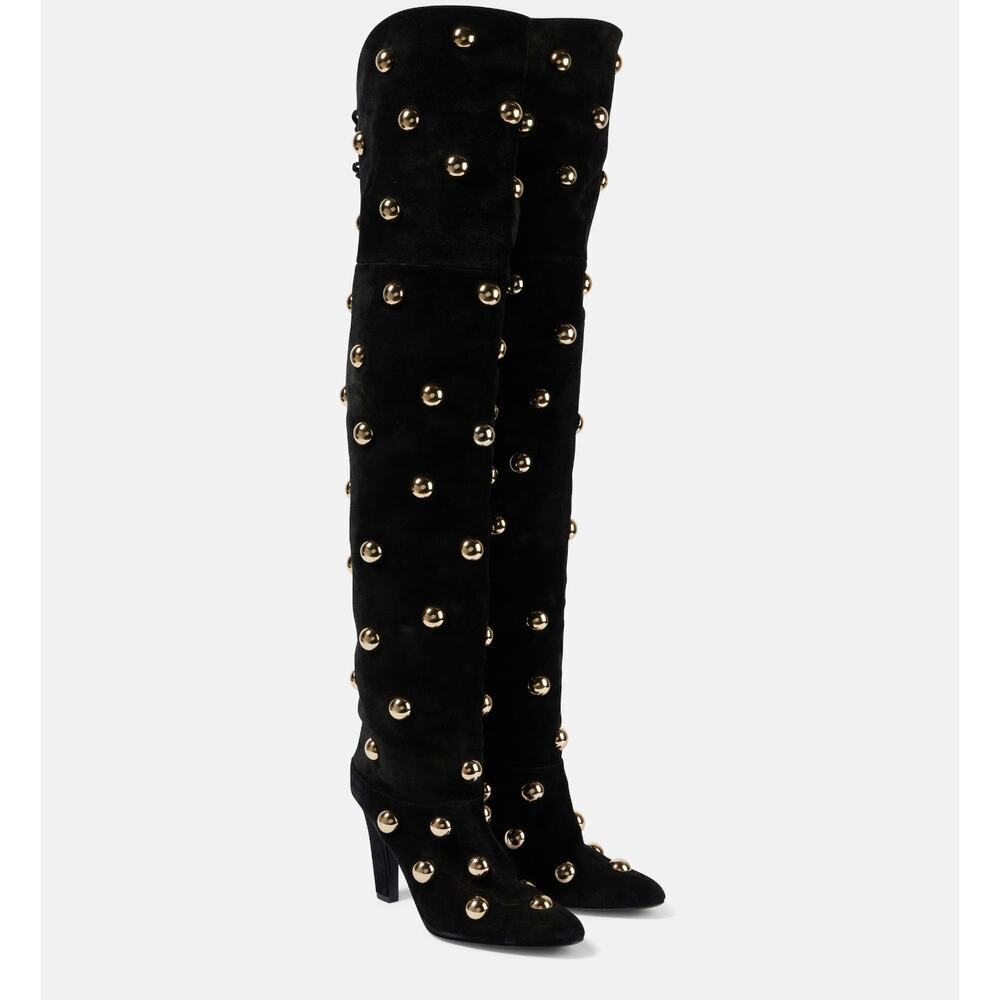 Chloé Eve Studded Over-the-Knee Boots Black 37 – Beyoncé Wore These! NIB